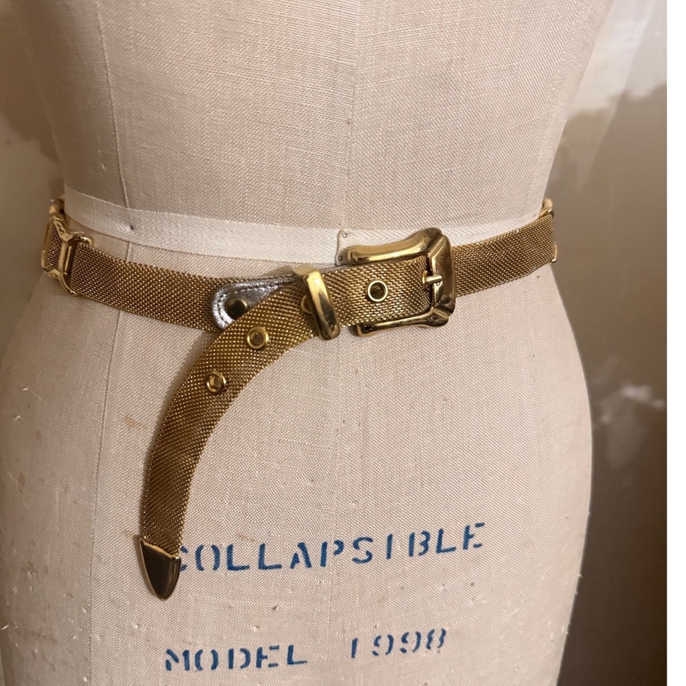 Vintage Donna Kay Gold Mesh Belt Women Medium Metallic Chain Link Buckle Korea